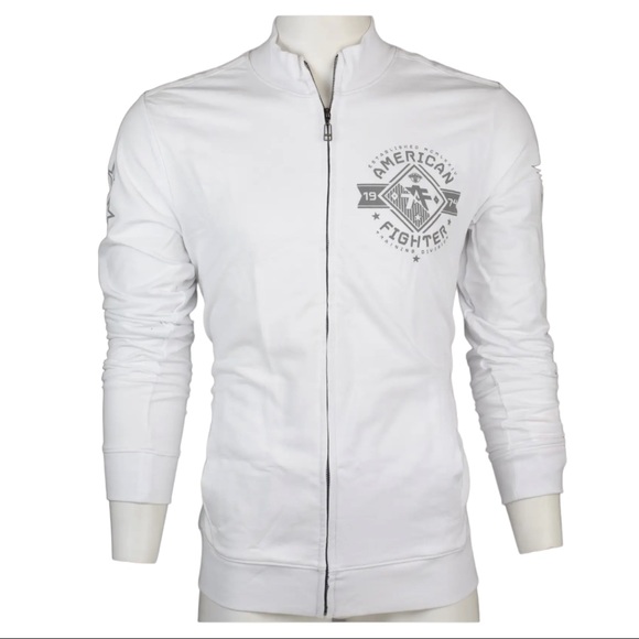 American Fighter Men's Track Jacket Massachusetts White Premium Athletic - Picture 6 of 6